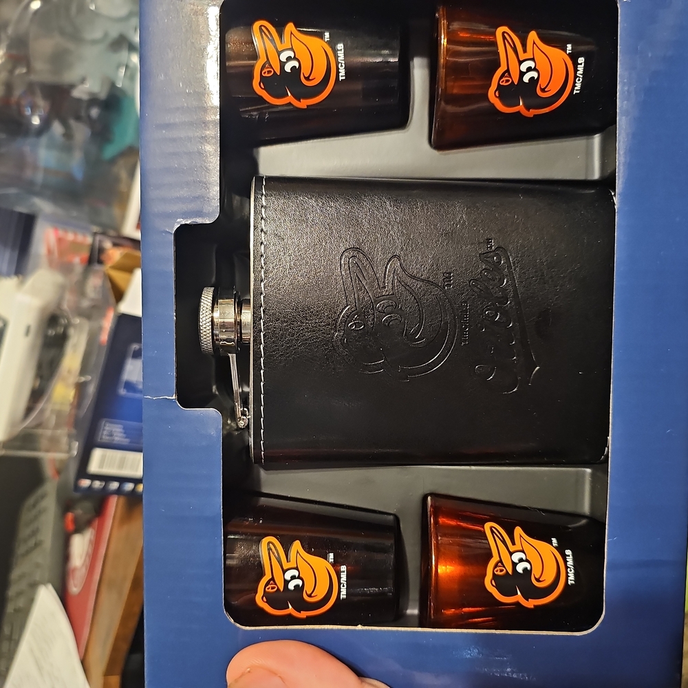 Baltimore Orioles Flask And Shot Glass Set